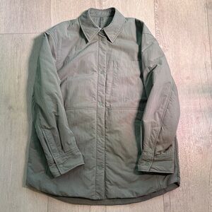 Green Quilted Button-Up Jacket